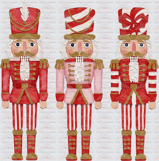 XMAS_Nutcracker_Faux Paint_Trio_Red and White_Preppy_Faux Glitter_Pink
