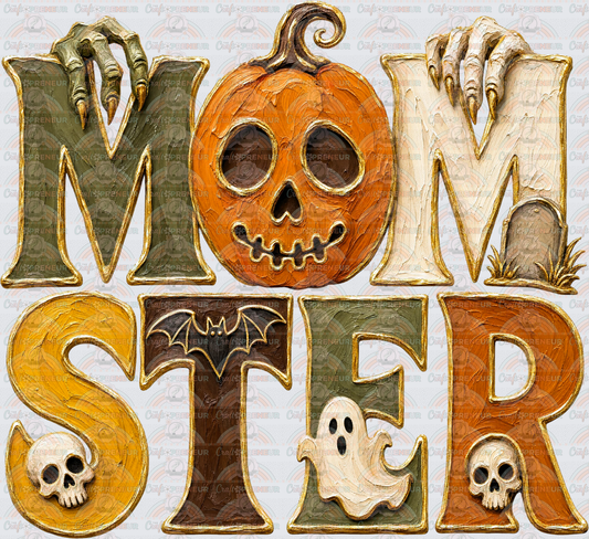 Halloween_Mama_Monster_MOMster_Faux Paint_Embosssed_Pumpkins_Ghosts