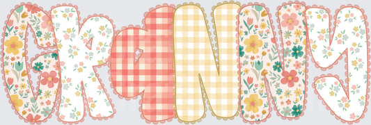 002_Family_Name Set_Mama_Grandparent_Preppy_Orange_Gingham_Grand Millenial_granny