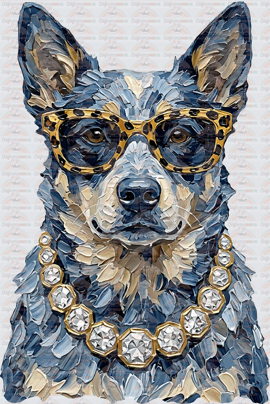 002_Glam_Dogs_Diamond Necklace_Turquoise_Faux Paint_Sunnies_Heeler_Blue Heeler