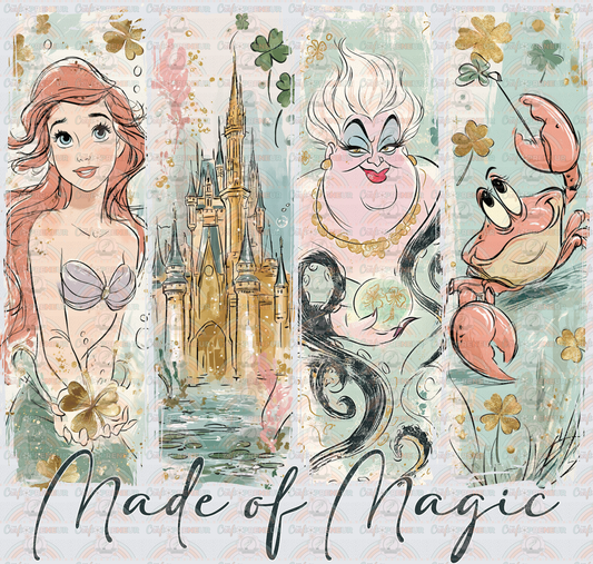 002_Disney_Princess_Canvas_Brush Stroke_Castle_Sidekicks_Villains_Preppy_Watercolor_Made of Magic_The Little Mermaid_Ariel_Ursula_Sebastian