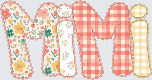 002_Family_Name Set_Mama_Grandparent_Preppy_Orange_Gingham_Grand Millenial_mimi