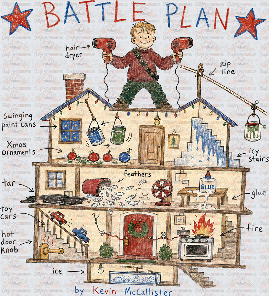 XMAS_Christmas Movies_Home Alone_House_Sketch_Battle Plan_Dark