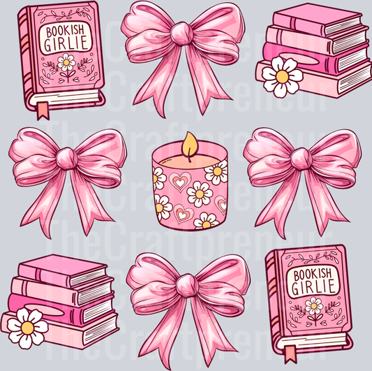 Cute Coquette Pink Bookish Girlie DTF Transfer