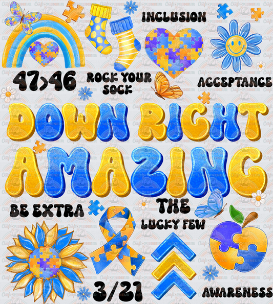 002_Causes_Down Syndrome_Awareness_Blue and Yellow_March Causes_Chromosomes_Down Right Amazing
