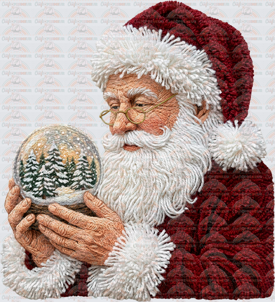 XMAS_Santa Claus_Snowglobe_Faux Yarn_Hyper Realistic_3D_Santa Suit