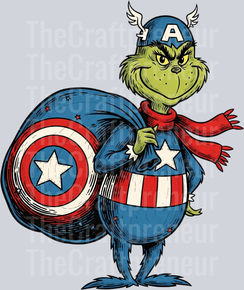 Captain America & The Grinch Superhero DTF Transfer