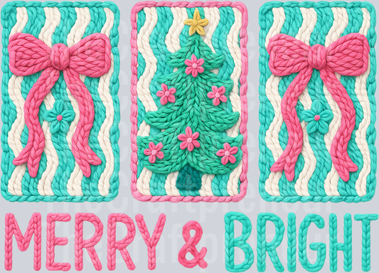 Preppy Latch Hook Trees Merry & Bright DTF Transfer