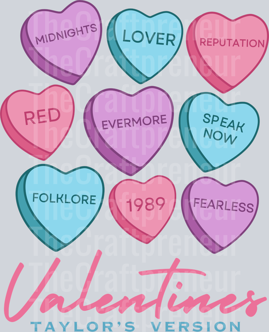 TS Candy Heart Valentine Grid DTF Transfer