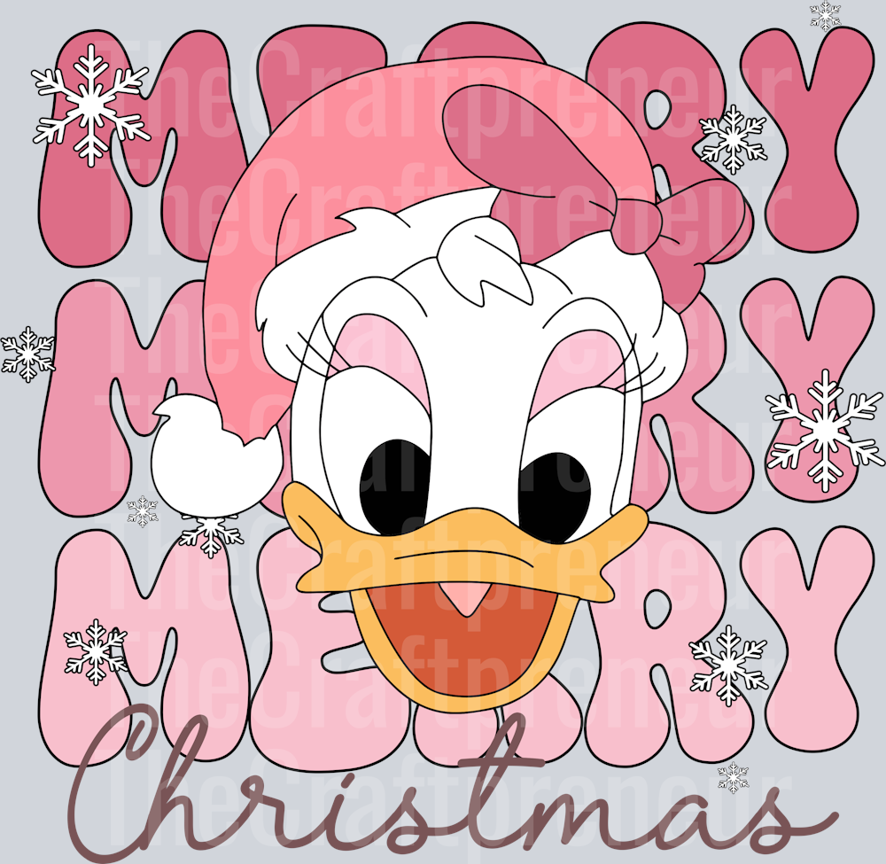 Mrs. Duck Pink Christmas Groovy Stack DTF Transfer