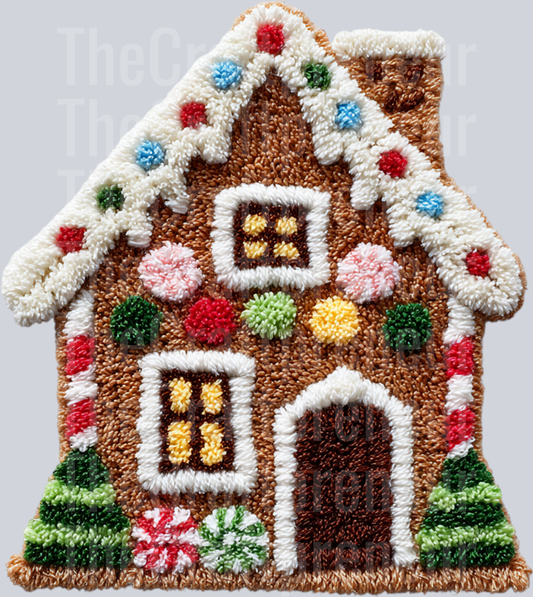 Latch Hook Gingerbread House DTF Transfer