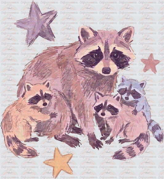 001_Family_Mama_Sarcasm_Raccoon_Watercolor_Busy Raising Feral Children_Back_Front_Pocket