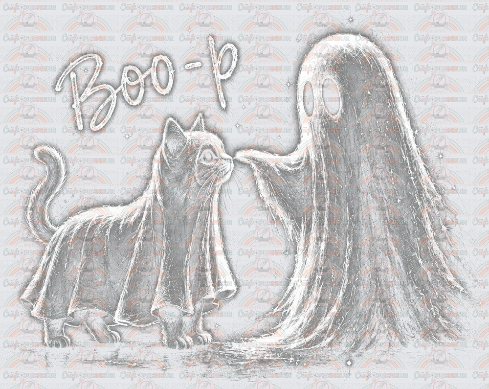 Halloween_Cats_Ghost_Boop_Halftone_Costume_Press on Darks