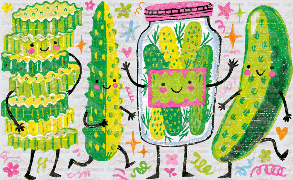 Food_Pickles_Stamp_Brush Stroke_Faces_Preppy_Jar_Cucumber