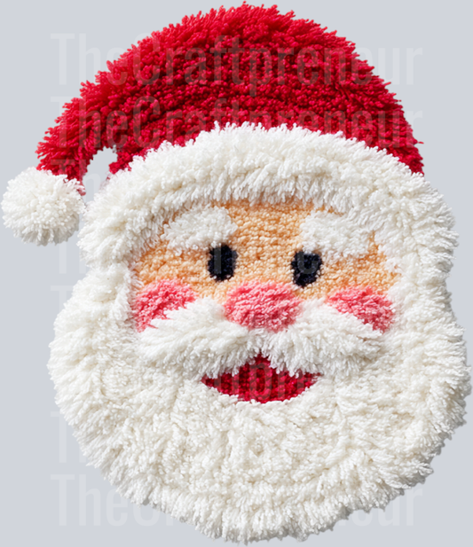 Latch Hook Santa Faux Embroidery DTF Transfer