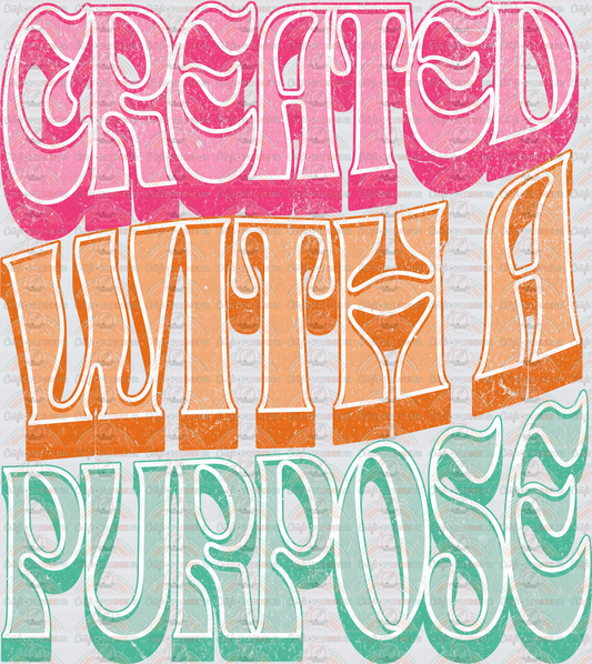 Faith_Typography_Created With a Purpose_Retro_Groovy_Word Stack_Distressed