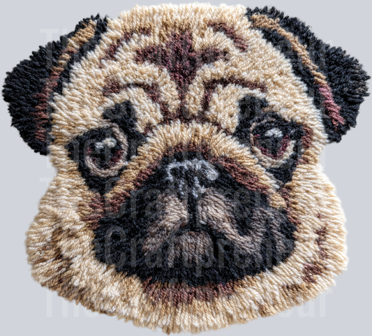 Pug Latch Hook Dog DTF Transfer