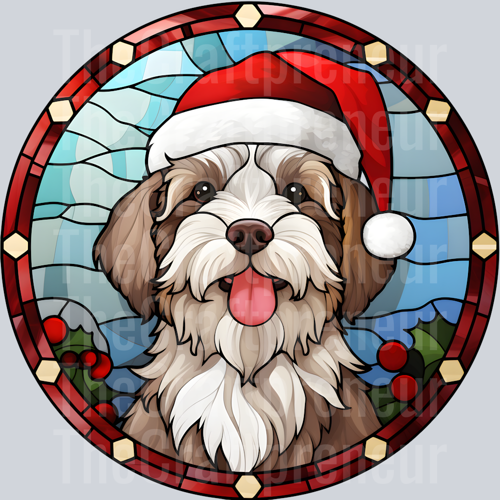 Havanese Christmas Stained Glass DTF Transfer