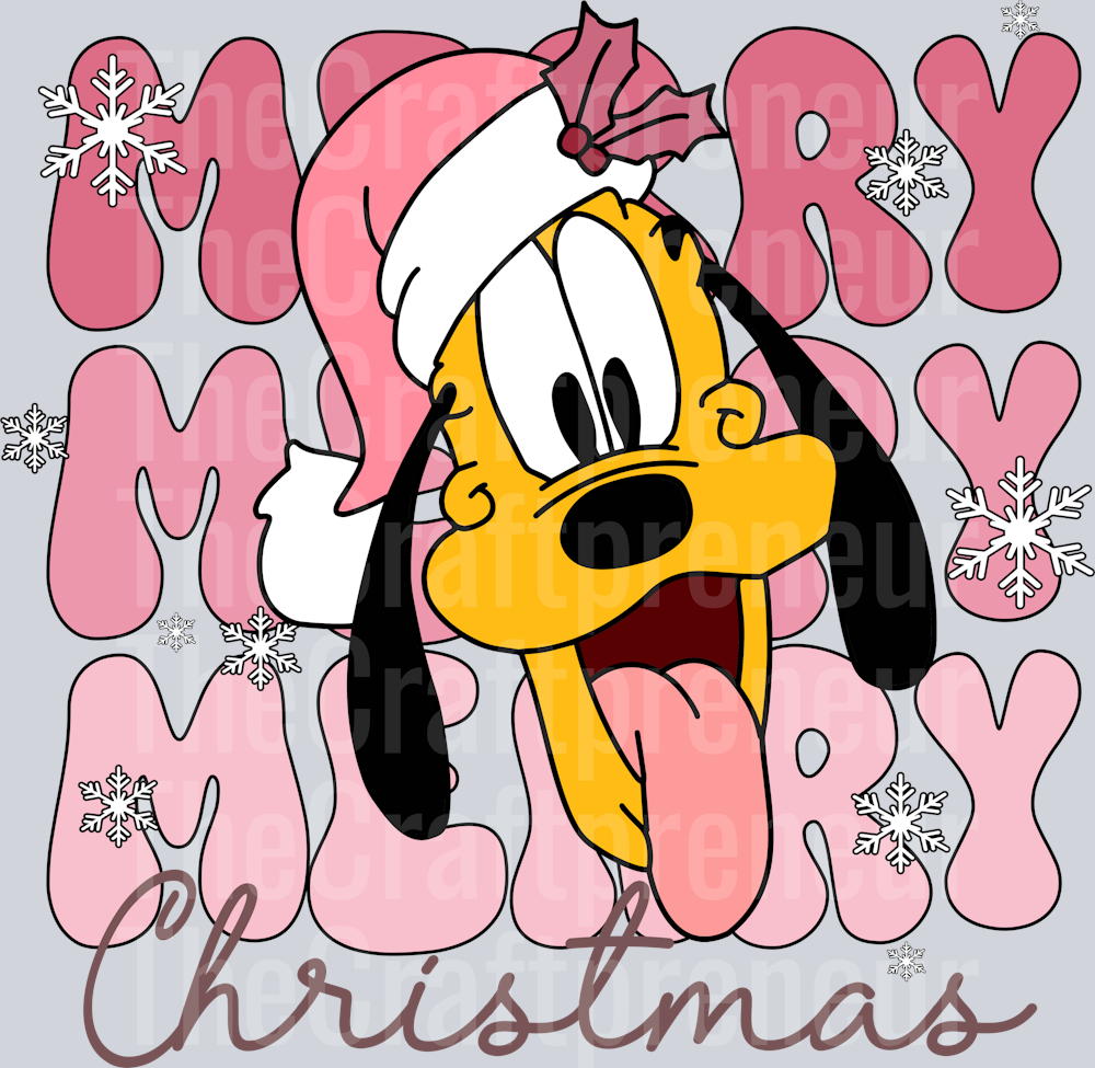 Pet Dog Pink Christmas Groovy Stack DTF Transfer