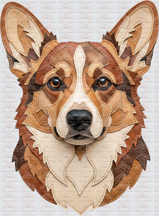 002_Dogs_Breeds_Faux Leather_Faux Embroidery_Hyperrealistic_Corgi