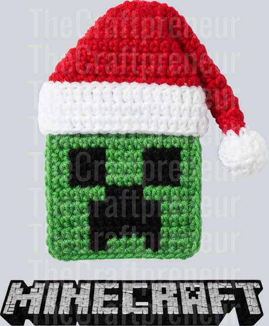 Minecraft Faux Crochet Santa DTF Transfer