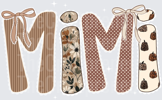 002_Family_Name Set_Fall_Autumn_Grandparent_Boho_Coquette Bow_Pumpkin_Microfloral_Mimi