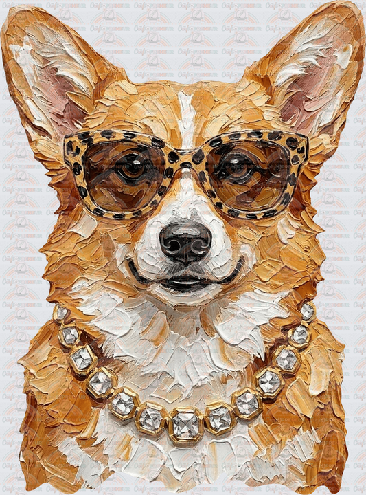 002_Glam_Dogs_Diamond Necklace_Turquoise_Faux Paint_Sunnies_Corgi_Tan_White
