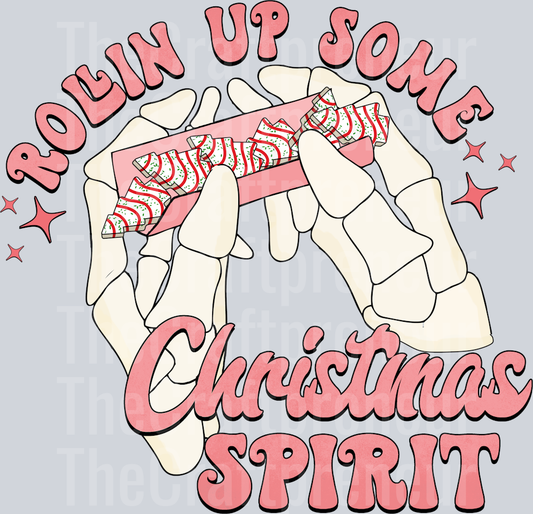 Rolling Up Some Christmas Spirit - Tree Cake Skeleton DTF Transfer