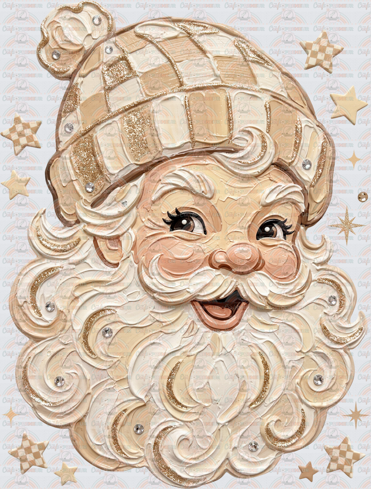 XMAS_Santa_Faux Paint_Neutral_Beanie_Faux Glitter