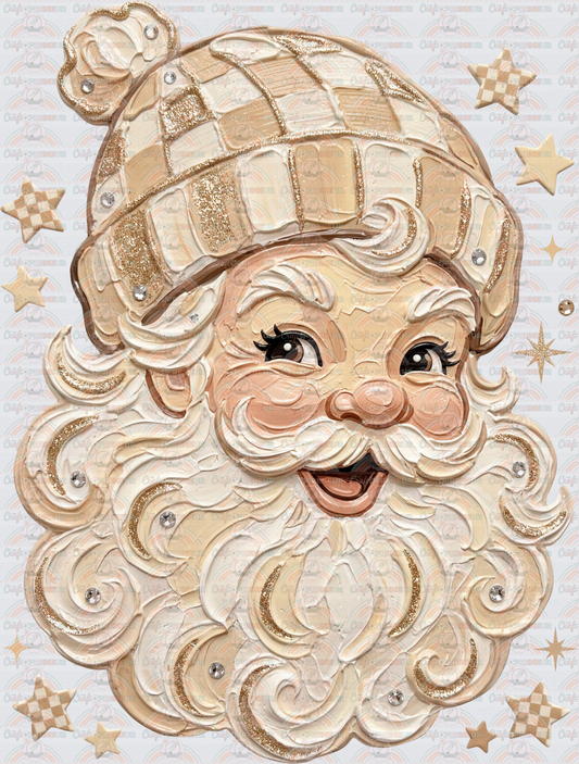 XMAS_Santa_Faux Paint_Neutral_Beanie_Faux Glitter