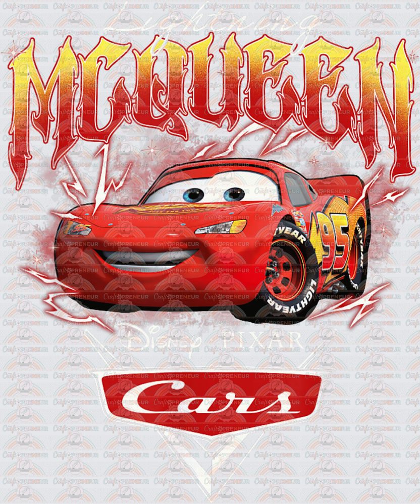 Disney_Cars_Lightning Mcqueen_Flames_Half Tone_Best on Black
