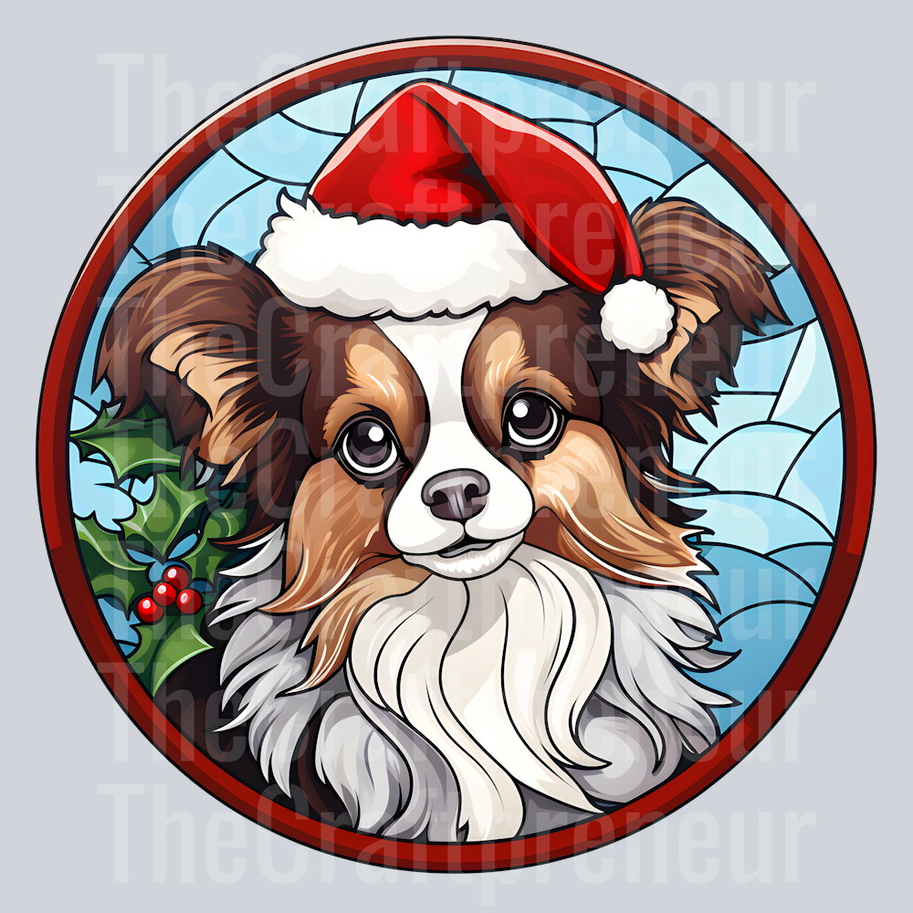 Papillon Christmas Stained Glass DTF Transfer