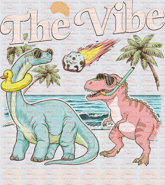 Sarcasm_Dinosaurs_The Vibe is in Shambles_Apocolypse_Meteor_Astroid_Beach_Distressed_Light