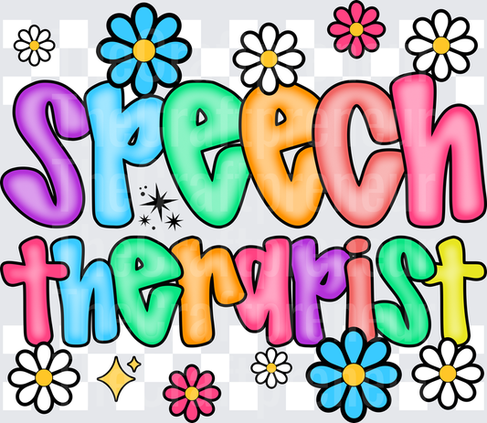 002_School_Teacher_B2S_Checkerboard_Retro_Typography_Speech Therapist_White