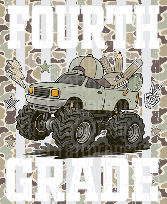 002_School_Back to School_B2S_Monster Truck_Camo_Boys_Preppy Lines_Fourth Grade