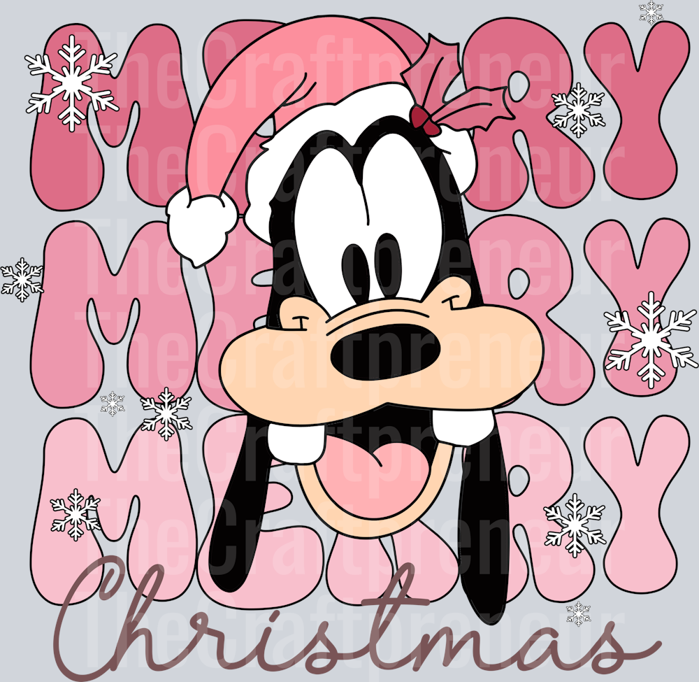 Big Dog Pink Christmas Groovy Stack DTF Transfer