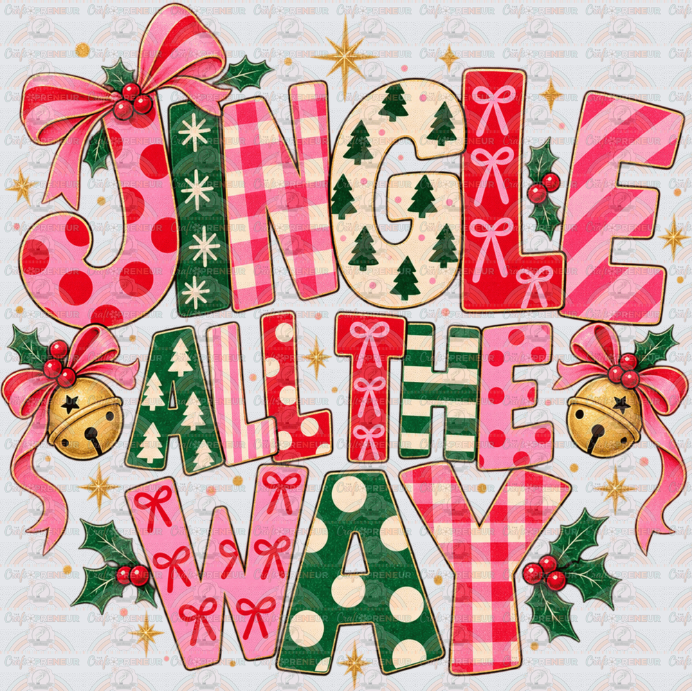 XMAS_Preppy_Jingle All the Way_Preppy_Typography_Pink Christmas