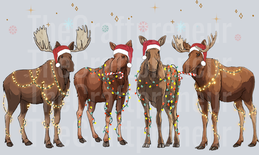 Christmas Moose in Lights DTF Transfer