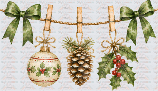002_XMAS_Christmas_Clothes Line_Coquette Bow_Minimalist_Image Bundle_Ornament_Pinecone_Holly