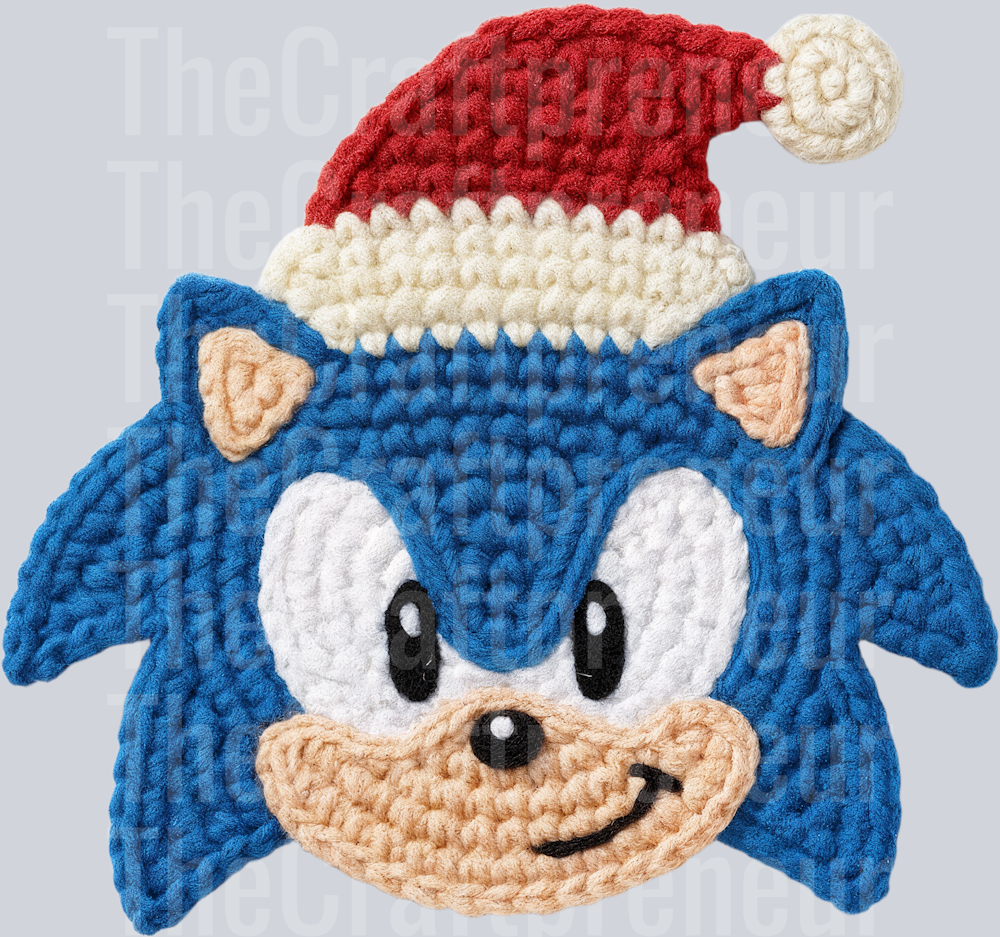 Latch Hook Sonic Santa DTF Transfer