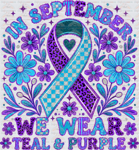 002_Causes_Suicide Prevention_Mental Health Awareness_In September We Wear Teal_Ribbon_Checkerboard