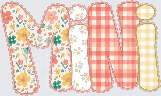 002_Family_Name Set_Mama_Grandparent_Preppy_Orange_Gingham_Grand Millenial_mini