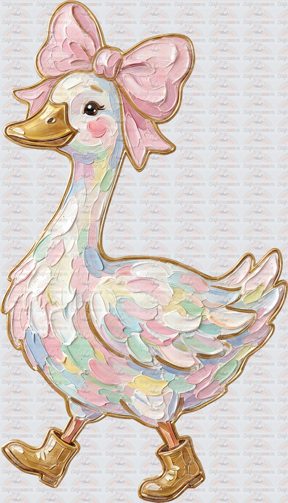 Animals_Goose_Faux Paint_Girly_Bow_Rain Boots