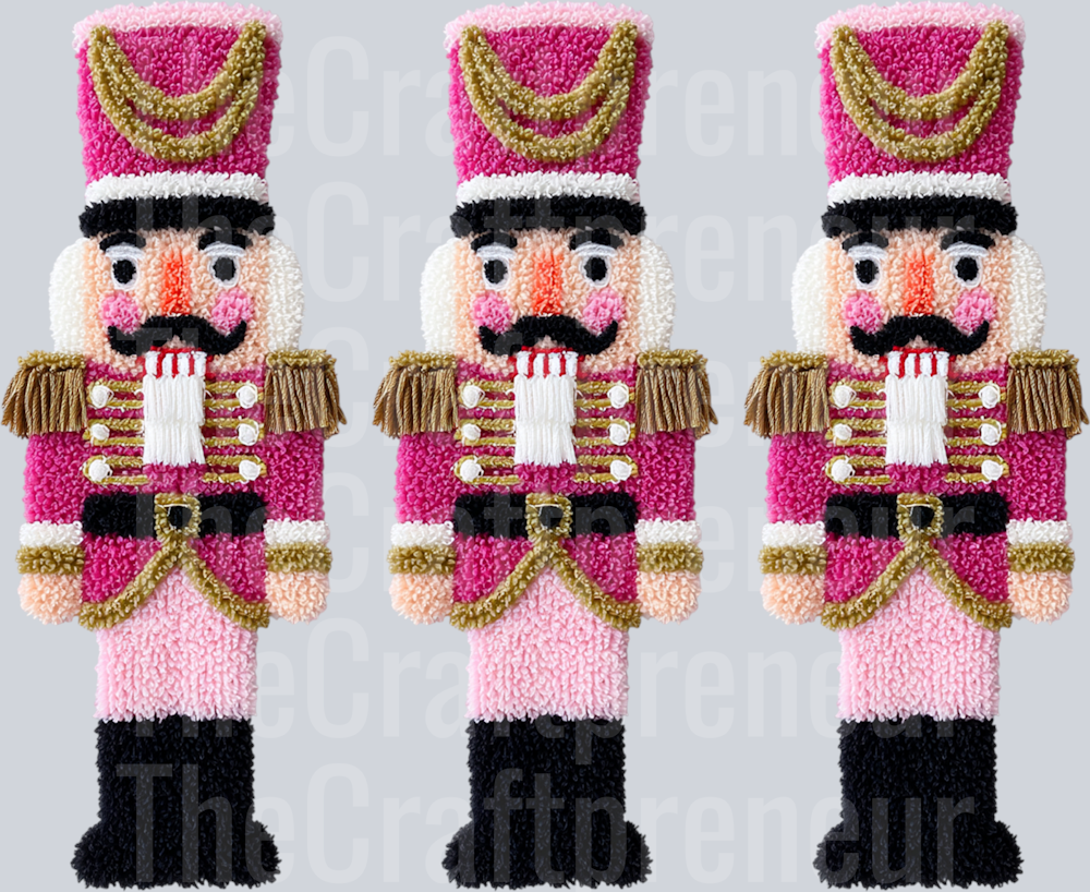 Nutcracker Christmas Latch Hook Faux Embroidery DTF Transfer
