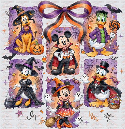 Disney_Halloween_Cottage Core_Watercolor_Mickey and Friends_Mickey Mouse_Minnie Mouse_Pluto_Goofy_Daisy_Donald