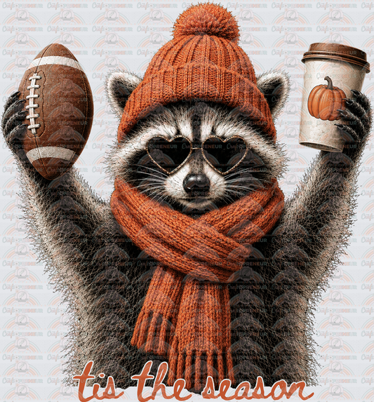 Fall_Raccoon_Tis the Season_Pumpkin Spice Latte_Football_Beanie_Scarf_Sunnies_Solid_July 2026