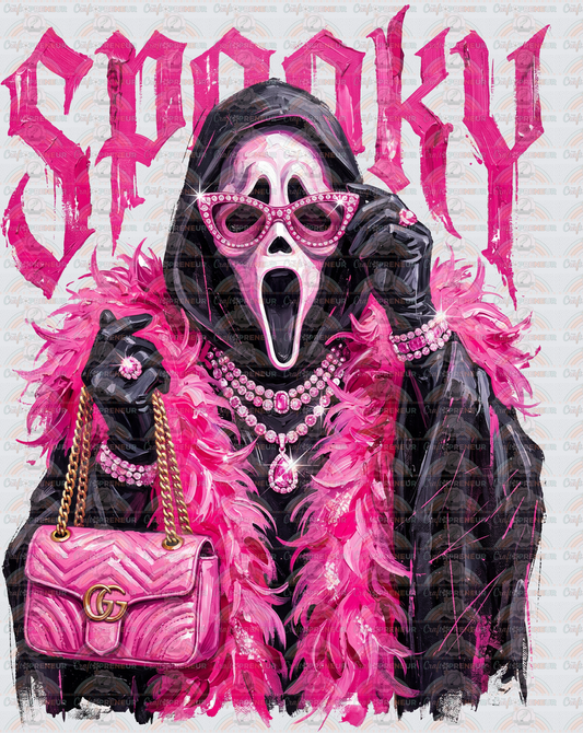 Halloween_Horror_Scream_Ghostface_Glam_Vogue_Spooky_Feather Boa_Luxury_Girly_Hot Pink