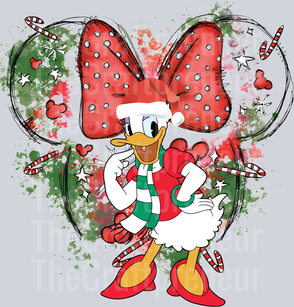 Mrs. Duck Watercolor Christmas DTF Transfer