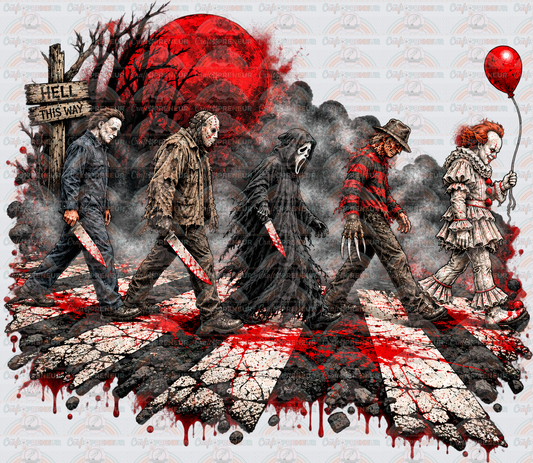 Halloween_horror_Beatles_Crosswalk_Bloody_Harvest Moon_Ghostface_Michael Myers_Jason_Freddy Krueger_Pennywise