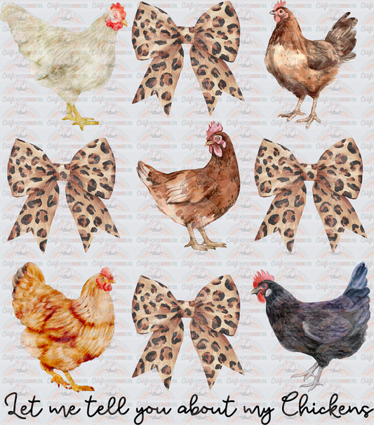Animals_Farm Animals_Chickens_Let Me Tell You About My Chickens_Grid_Watercolor_Coquette Bow_Cheetah Print